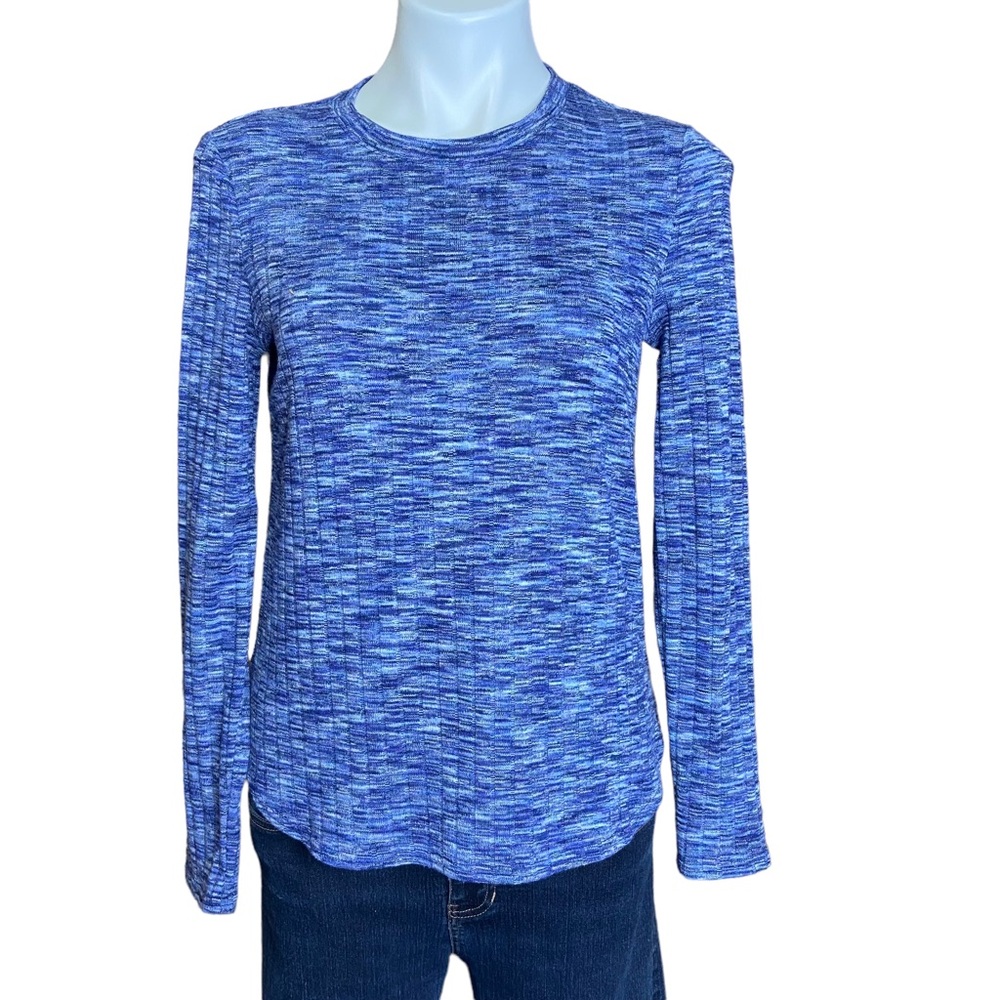 BANANA REPUBLIC Long Sleeve Heather Blue Ribbed Knit Top Size Small